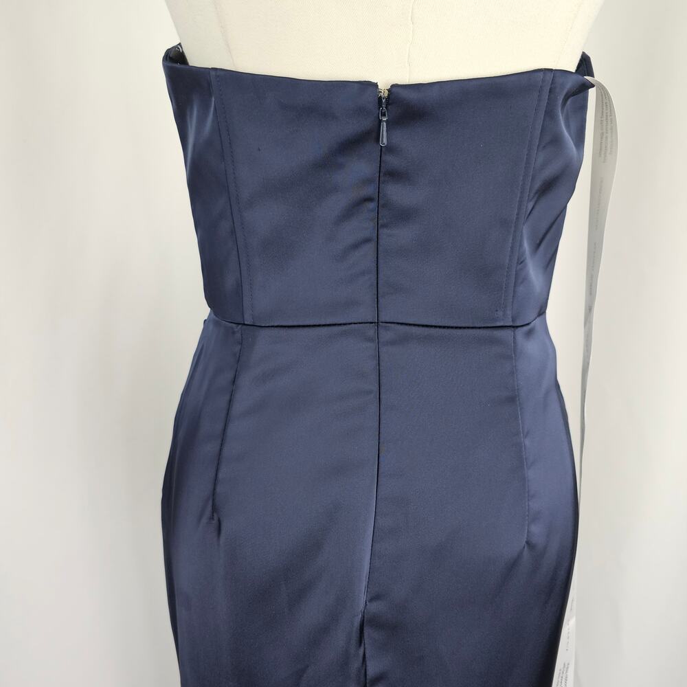 After Six Blue Satin Corset Draped Column Skirt Formal Maxi Dress Size 2R NWT - Picture 8 of 15